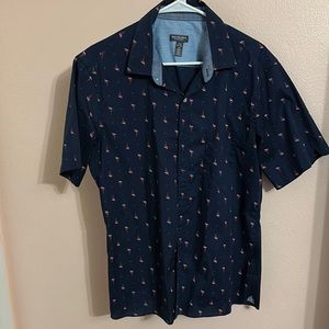 Men’s short sleeve button up with flamingo pattern